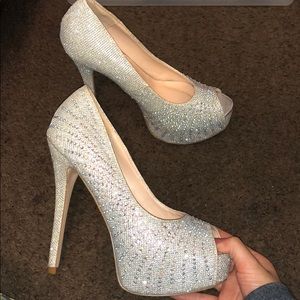 Silver prom heels